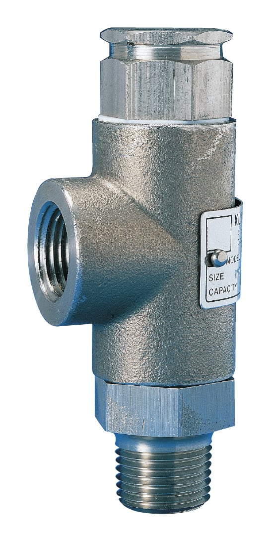 Kunkle Model 140 stainless steel liquid relief valve with male NPT inlet and female NPT side outlet